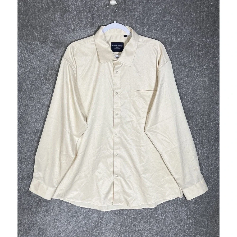 Alimens & Gentle Flex Luxury‎ Style Button Up Dress Shirt Mens Size 2XL Pocket